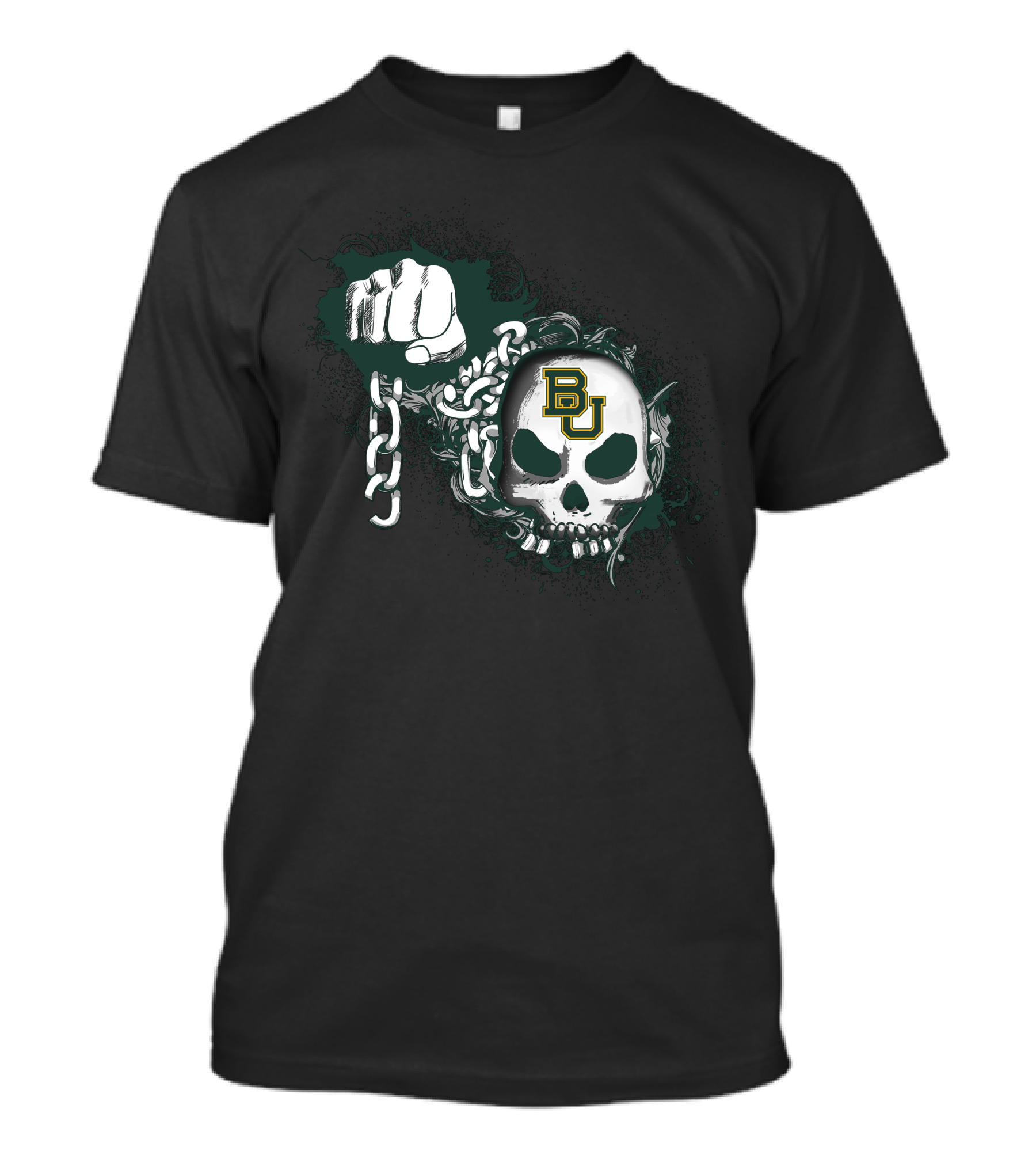 Bu Skull And Chains Fist 114 Baylor Bears T-Shirt