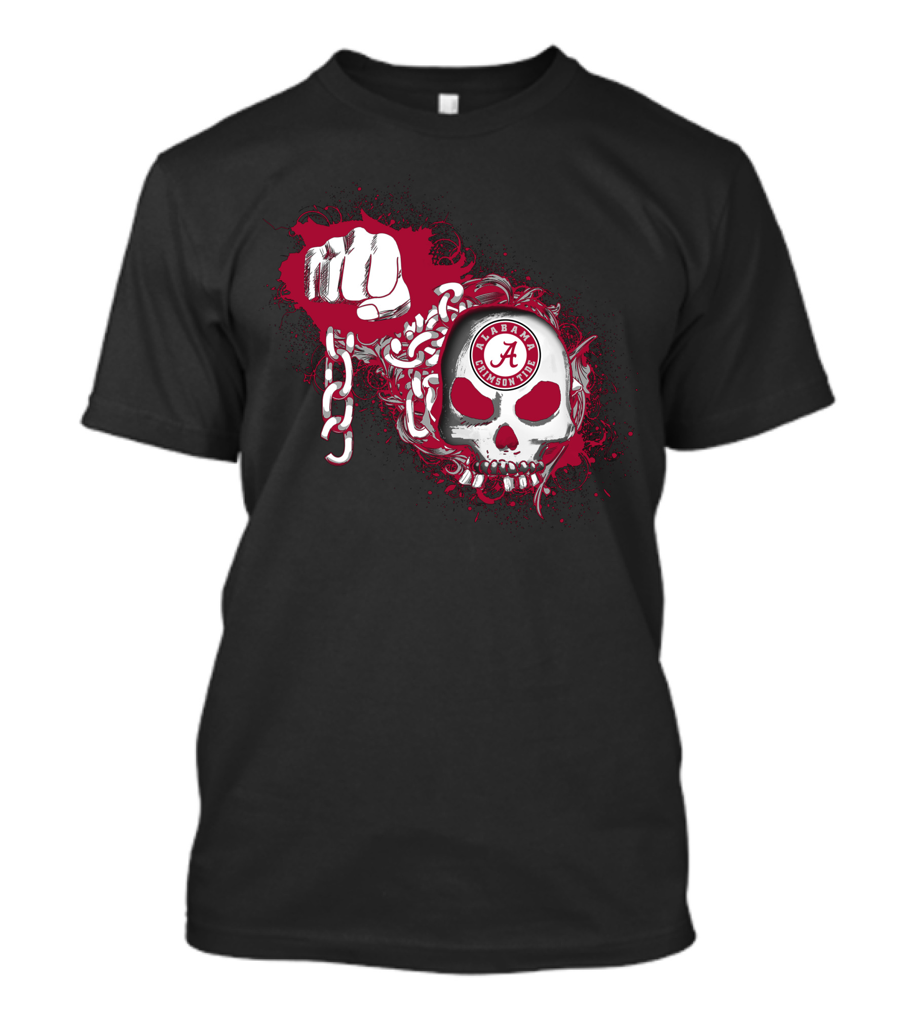 Alabama Crimson Tide Skull And Fist With Chains T-Shirt