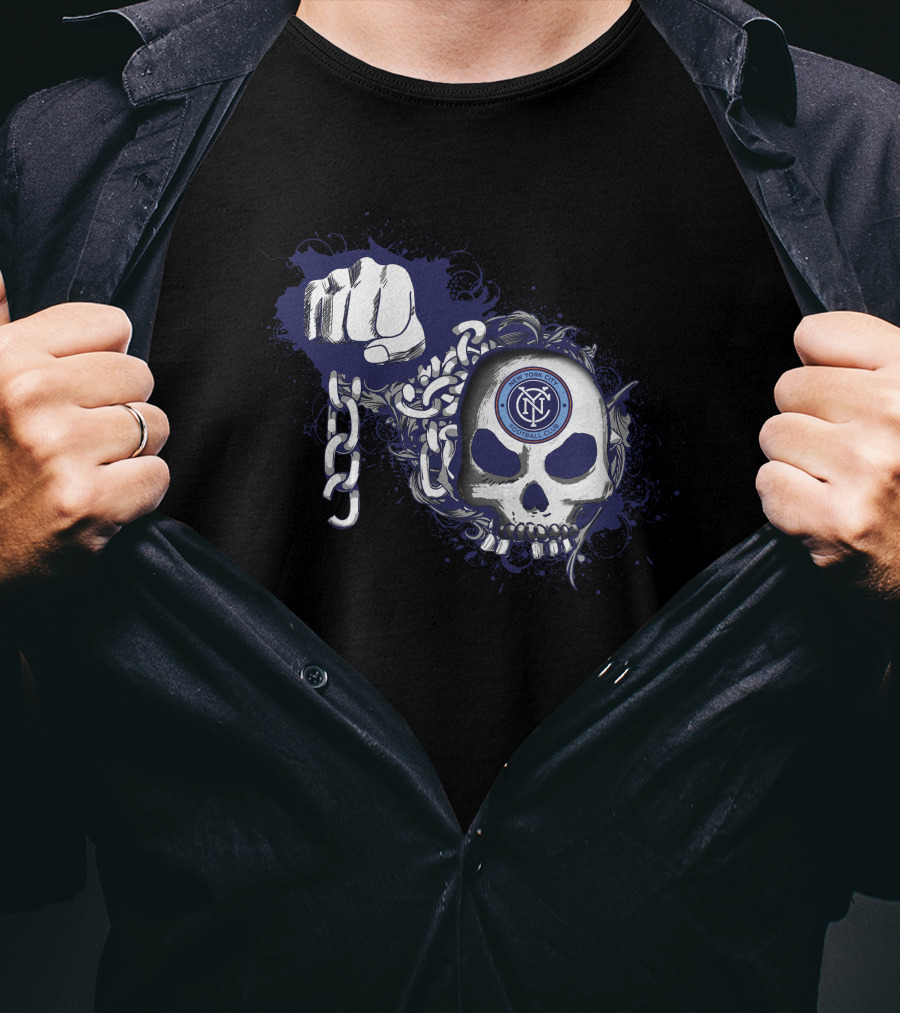 New York City Fc Skull And Fist Chain T-Shirt