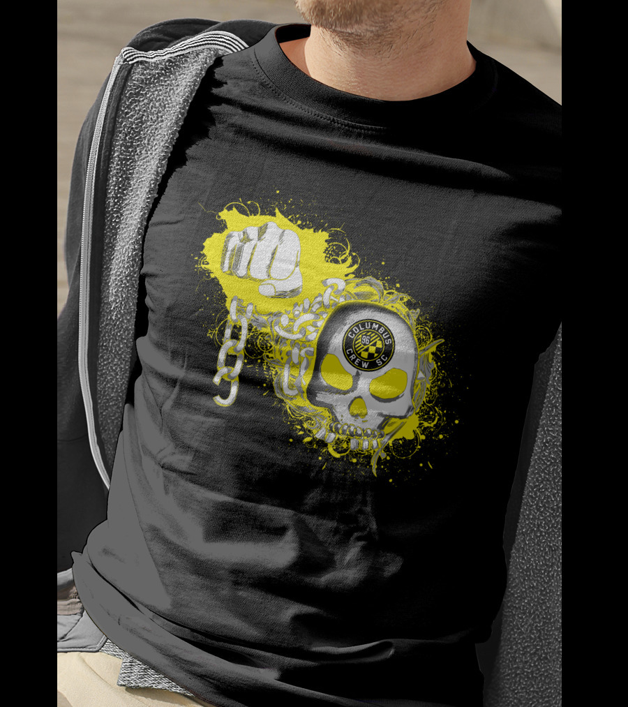 Columbus Crew Sc Skull Fist Chain Yellow Burst T-Shirt