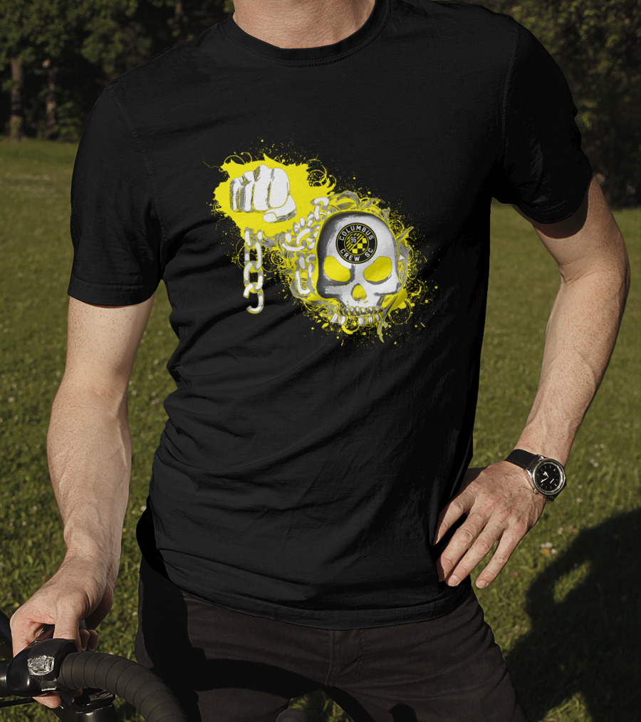 Columbus Crew Sc Skull Fist Chain Yellow Burst T-Shirt