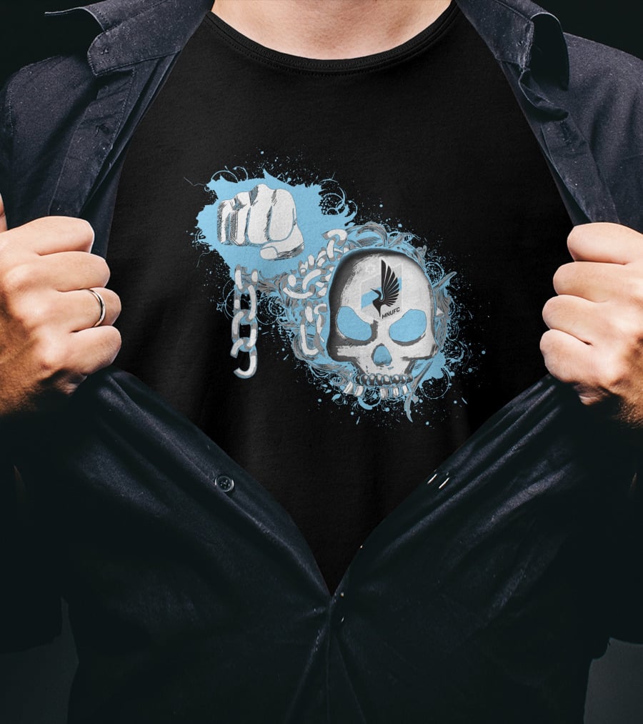 Fist Breaking Chains With Skull And Minnesota United Fc T-Shirt