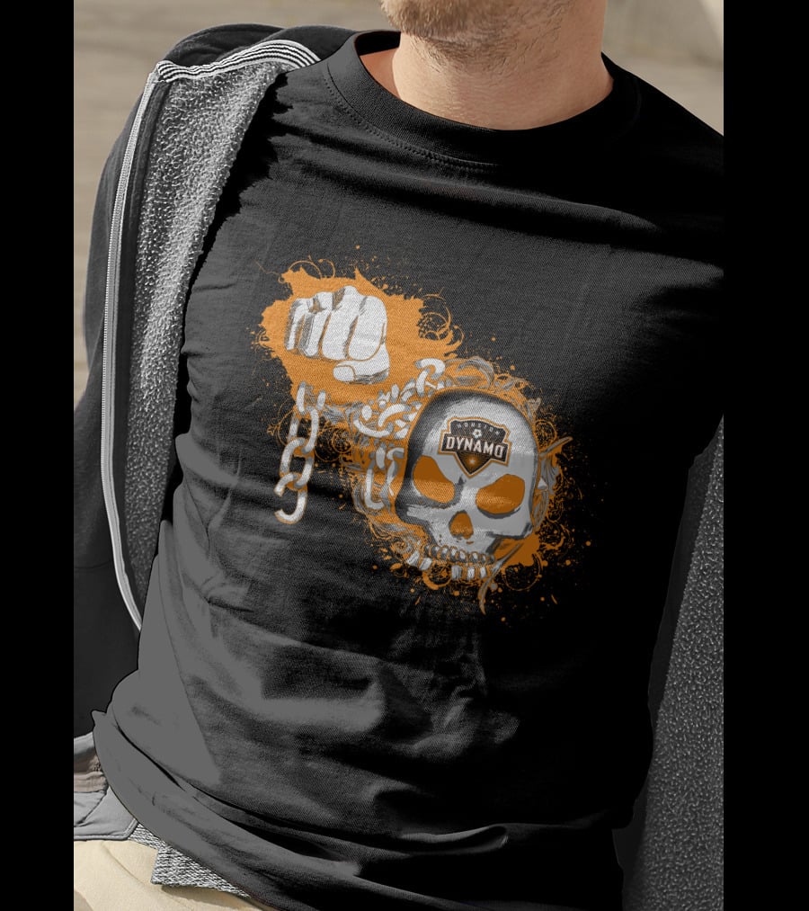 Houston Dynamo Skull And Chain Fist T-Shirt