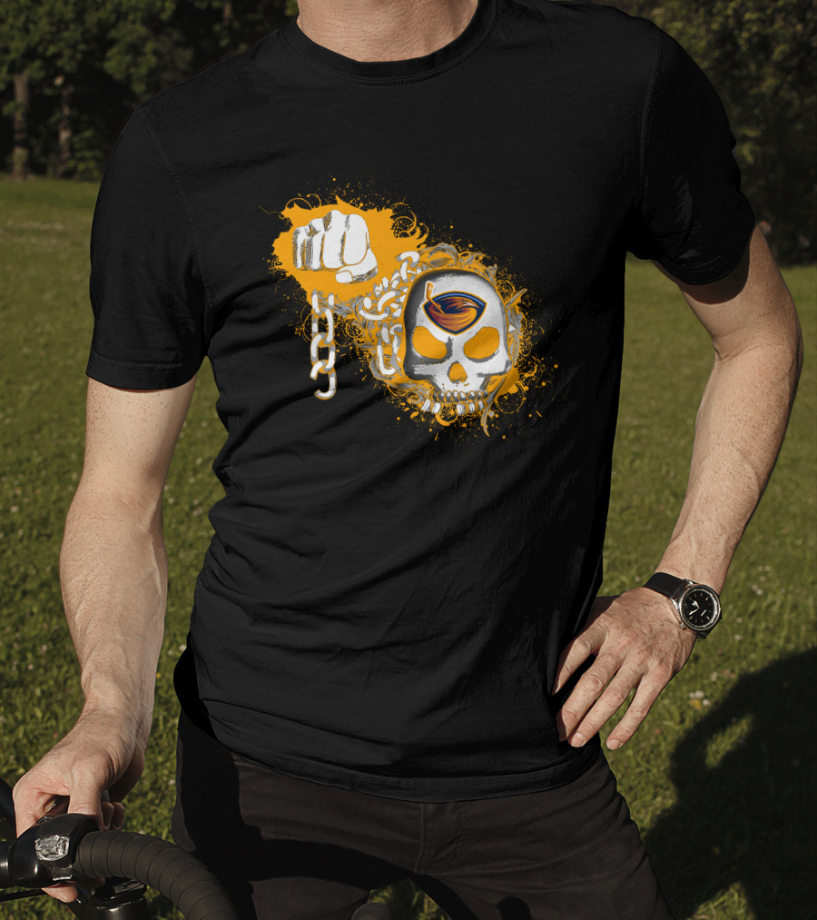 Atlanta Thrashers Skull And Chains Iconic Nhl Symbol With Hockey T-Shirt