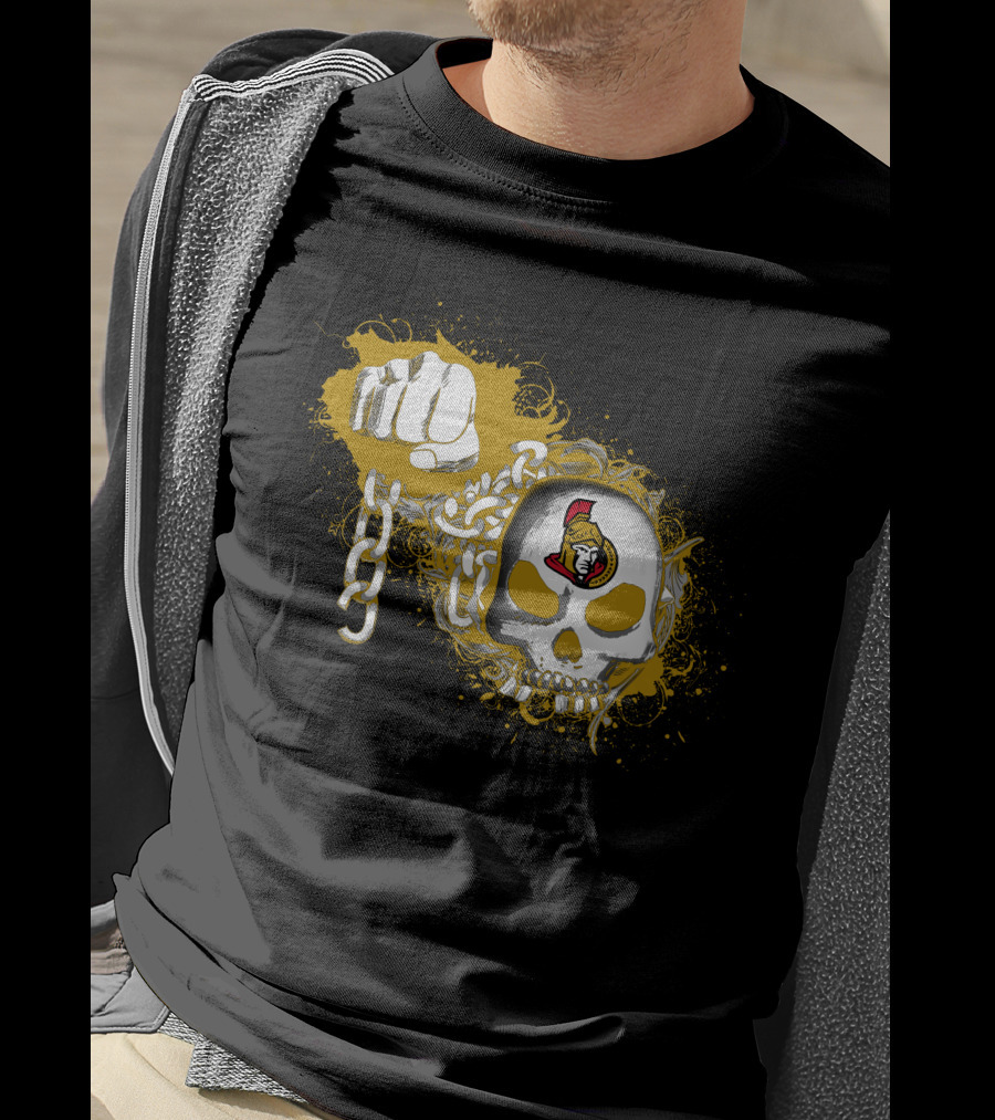 Ottawa Senators Skull And Chain Fist T-Shirt