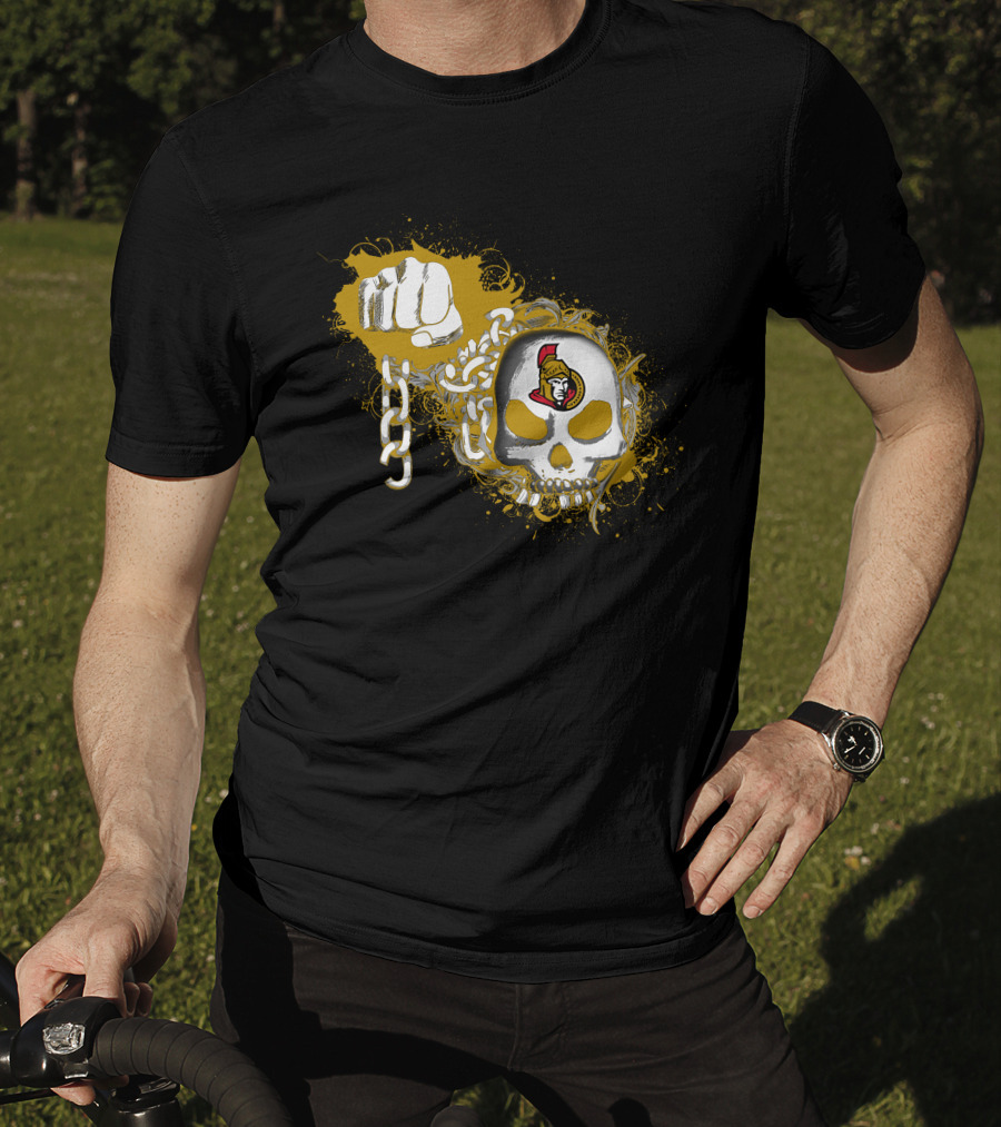 Ottawa Senators Skull And Chain Fist T-Shirt