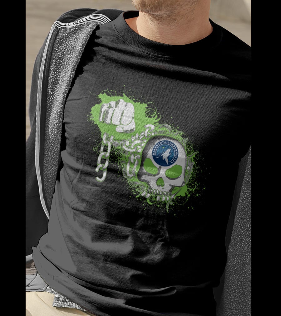 Minnesota Timberwolves Skull Fist And Chains T-Shirt