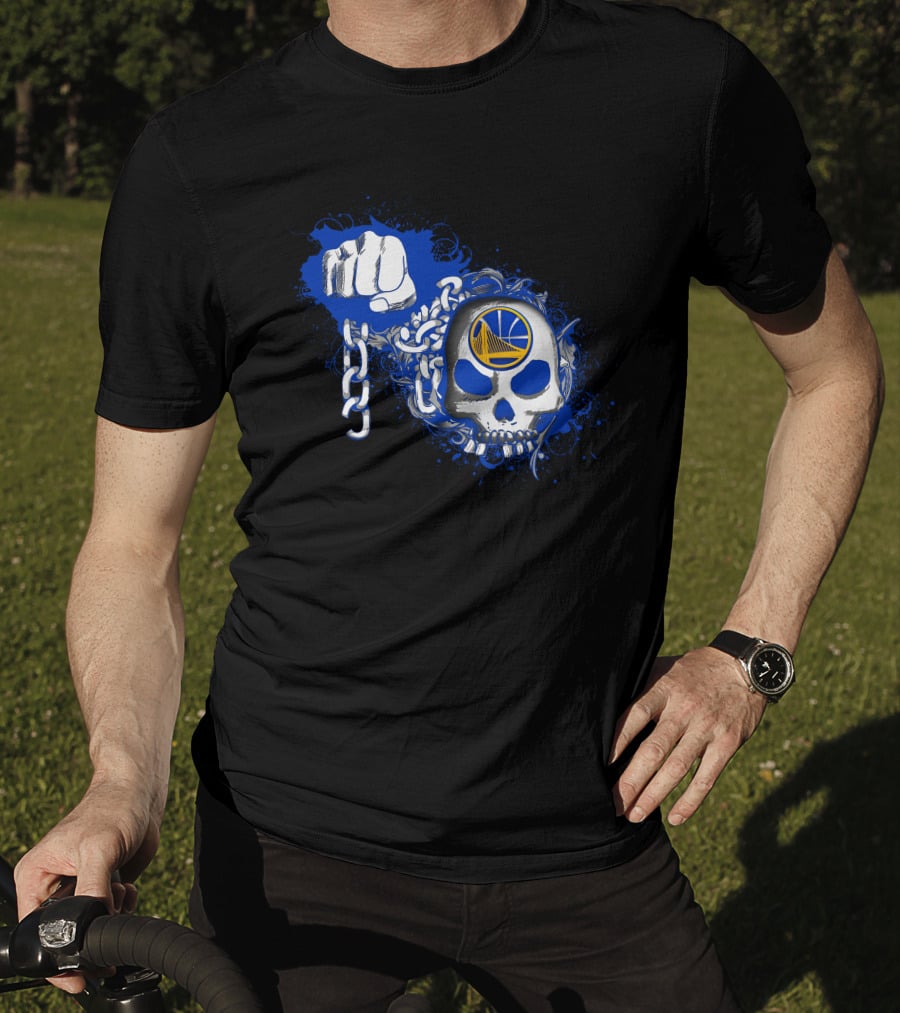 Warriors Skull And Chain Blue Fist Graphic 186 T-Shirt
