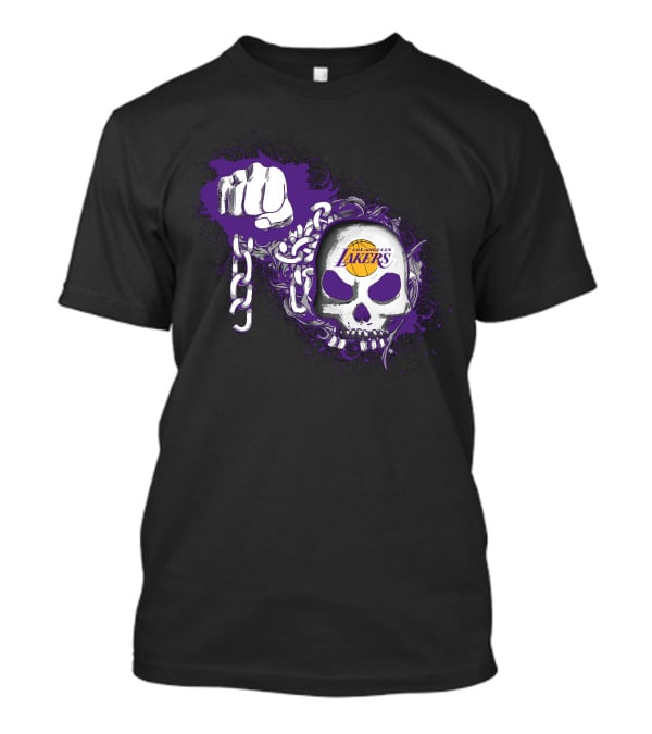 Los Angeles Lakers Skull And Chains Fist T-Shirt