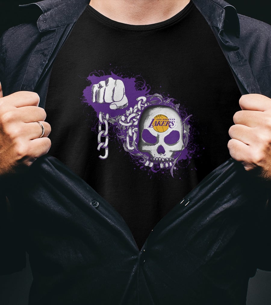 Los Angeles Lakers Skull And Chains Fist T-Shirt
