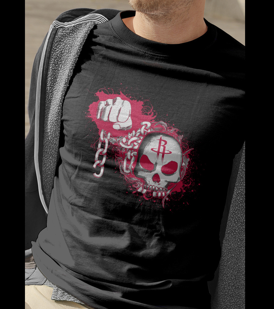 Houston Rockets Skull And Chains Fist T-Shirt