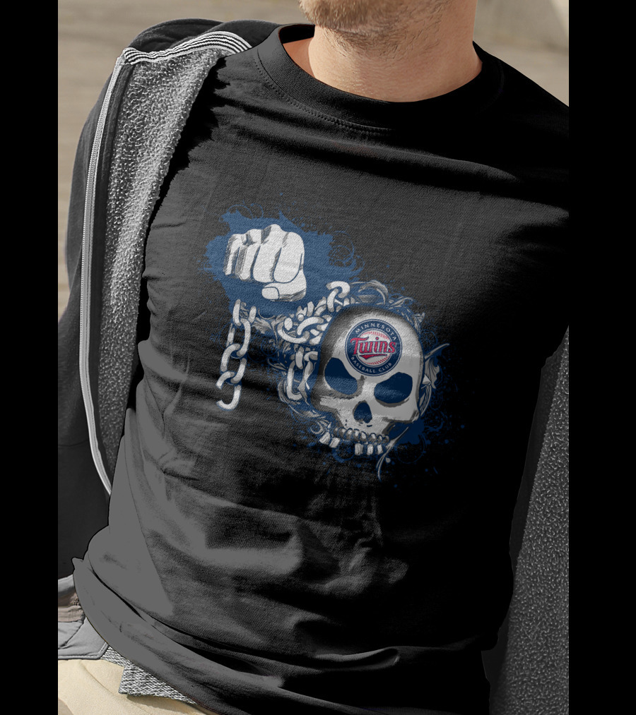 Minnesota Twins Baseball Skull And Chain T-Shirt