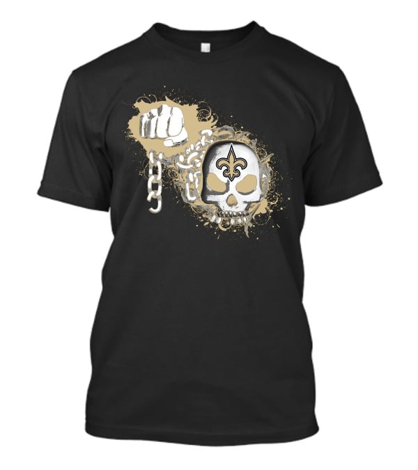 Skull Fist Chain New Orleans Saints Fleur-De-Lis T-Shirt