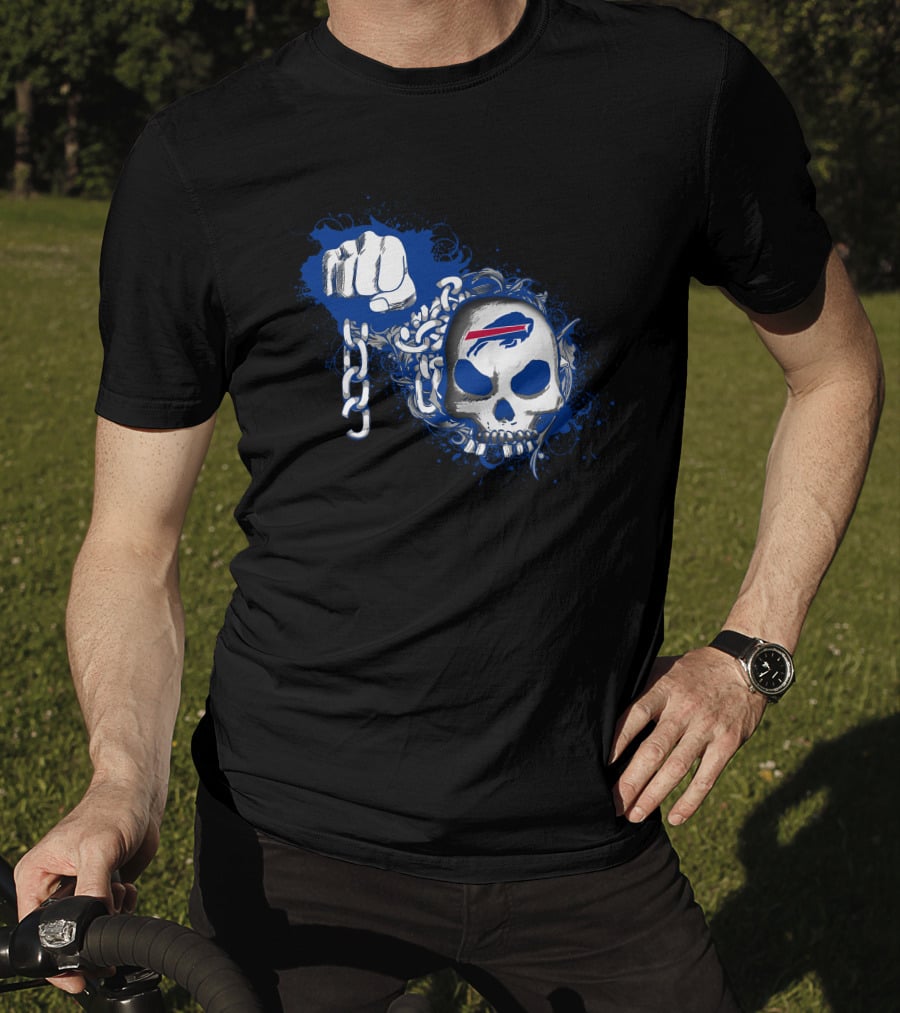 Buffalo Bills Skull With Chain And Fist T-Shirt