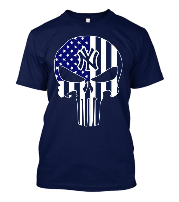 Yankees Logo American Flag Punisher Skull 1 T-Shirt