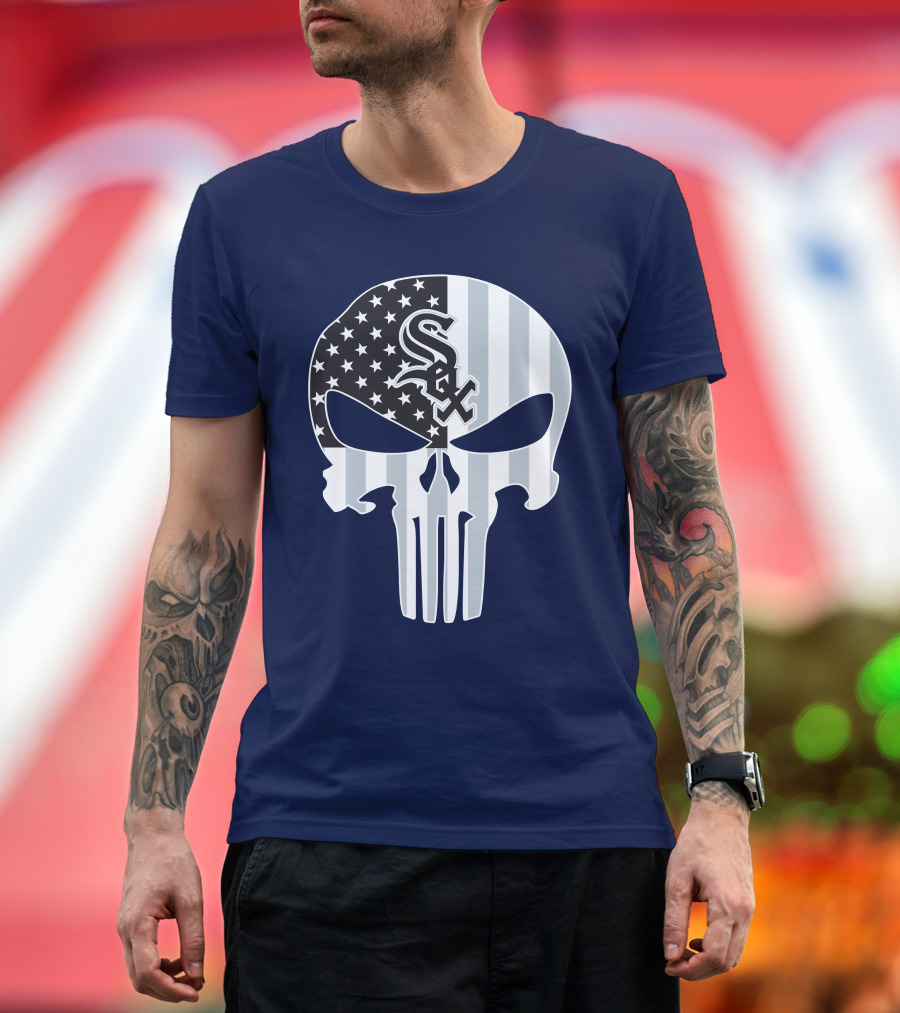 Chicago White Sox American Flag Punisher Skull T-Shirt