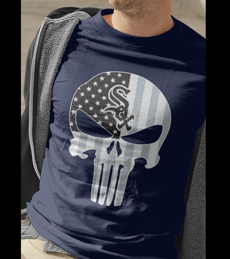 Chicago White Sox American Flag Punisher Skull T-Shirt