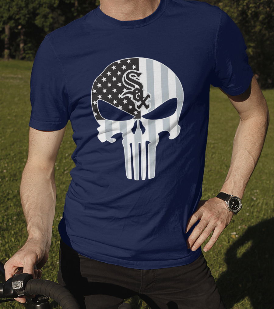 Chicago White Sox American Flag Punisher Skull T-Shirt