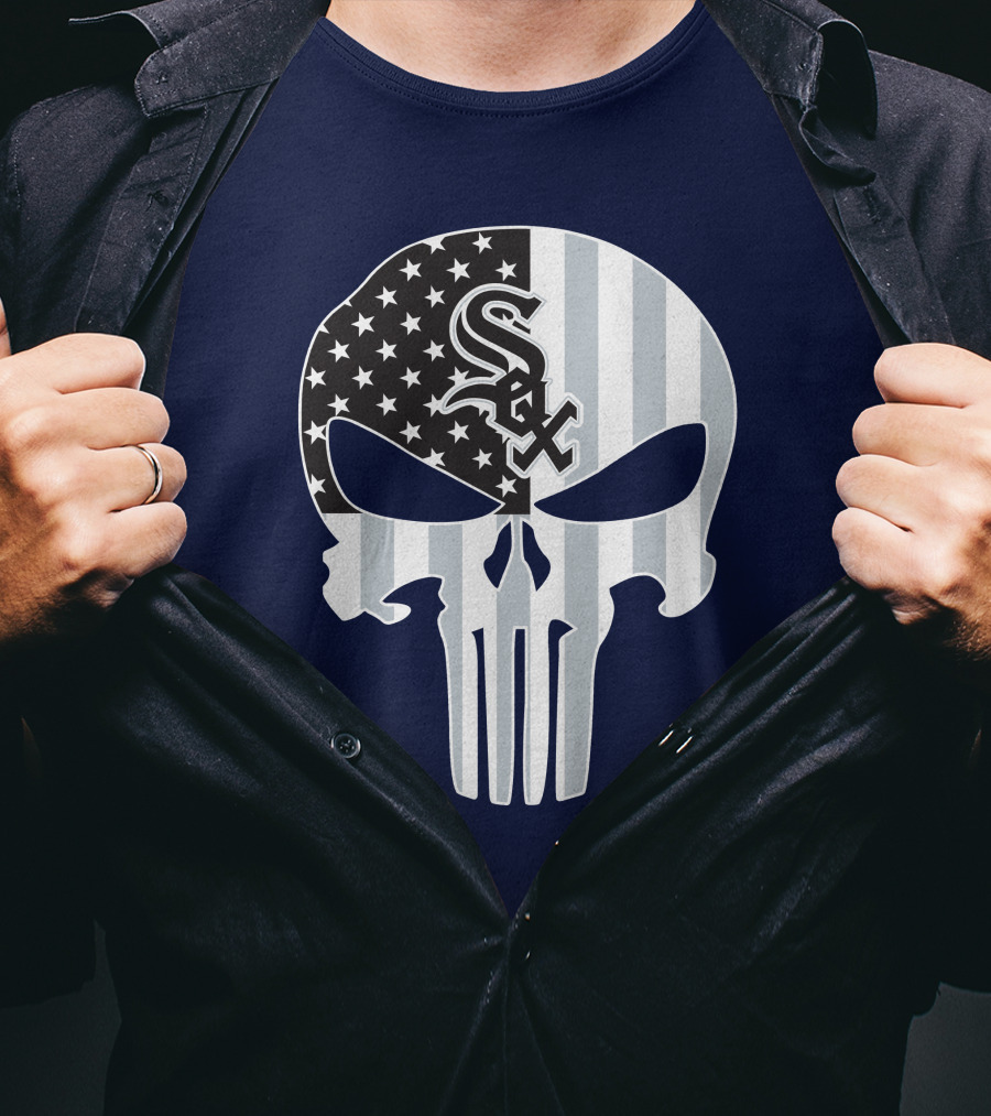 Chicago White Sox American Flag Punisher Skull T-Shirt