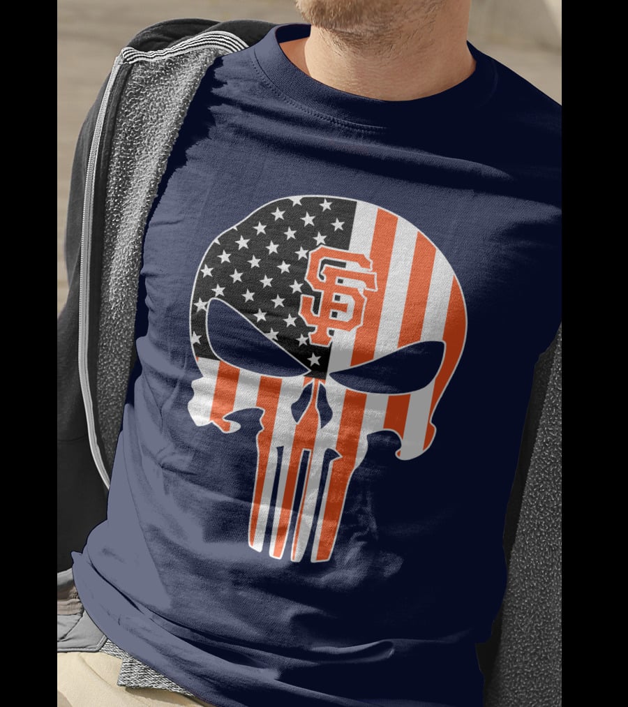San Francisco Giants Punisher Skull American Flag T-Shirt