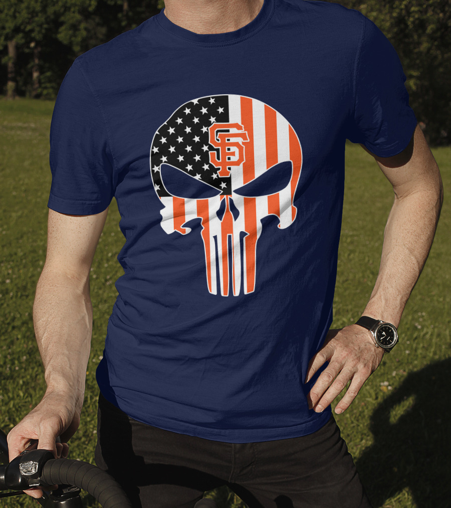 San Francisco Giants Punisher Skull American Flag T-Shirt