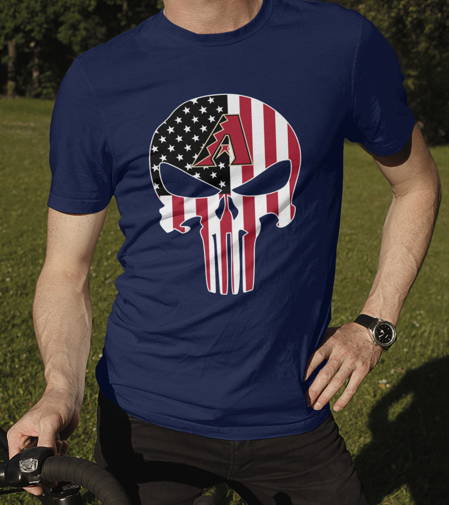 Arizona Diamondbacks Punisher American Flag Skull T-Shirt