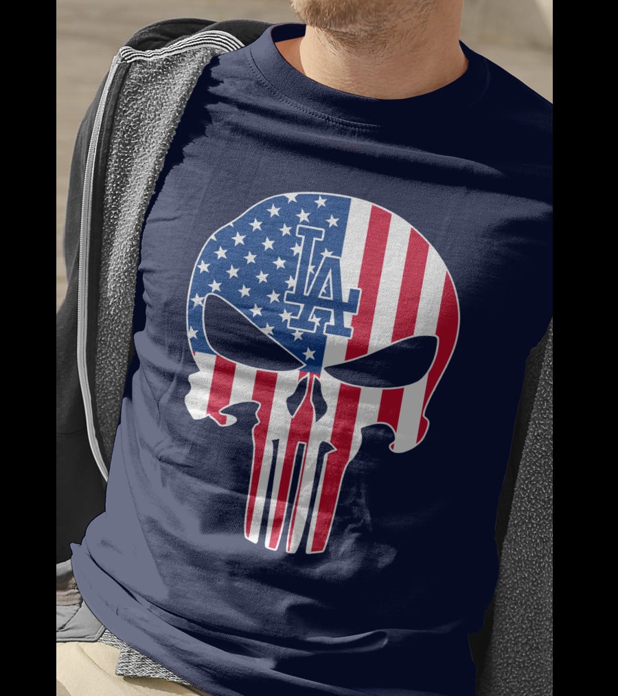 La Dodgers American Flag Skull T-Shirt