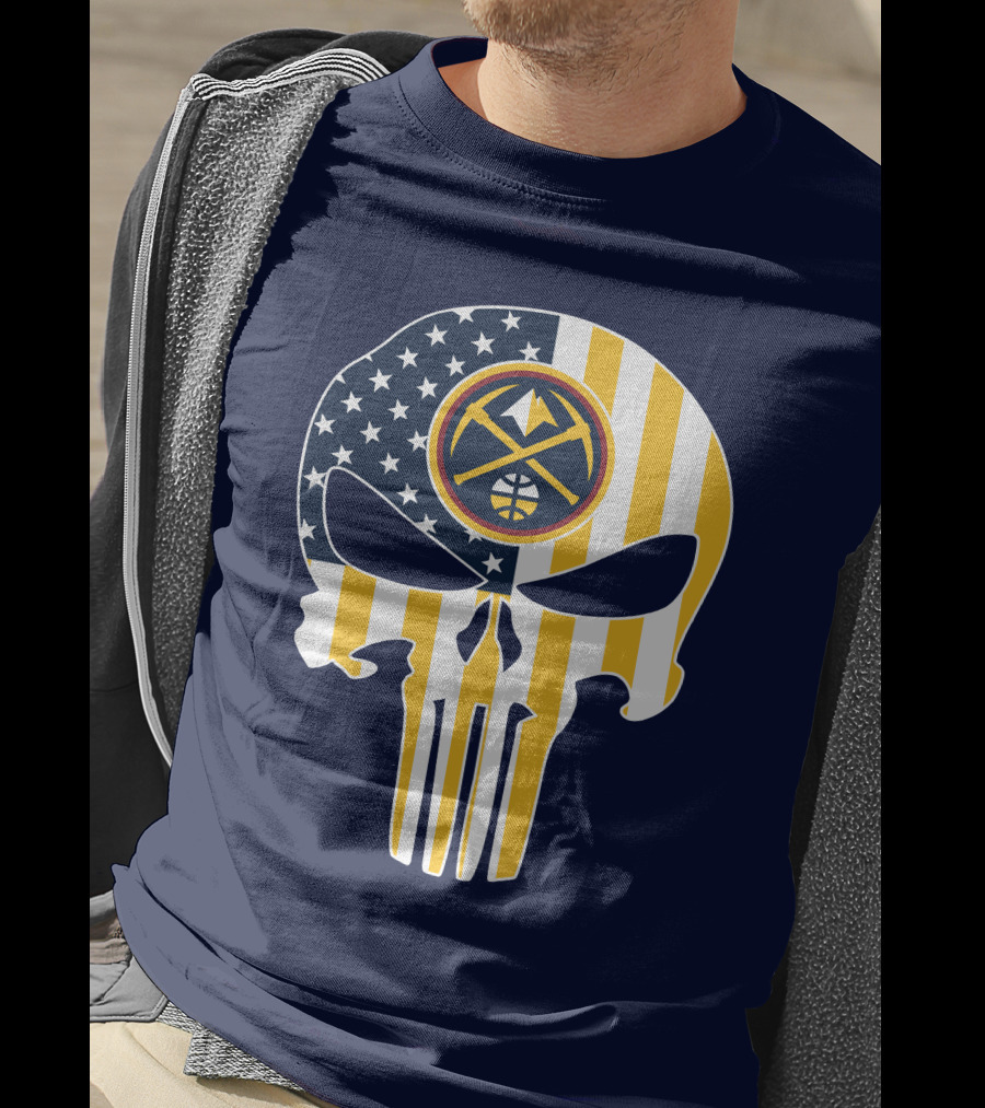 Denver Nuggets Punisher Skull American Flag T-Shirt