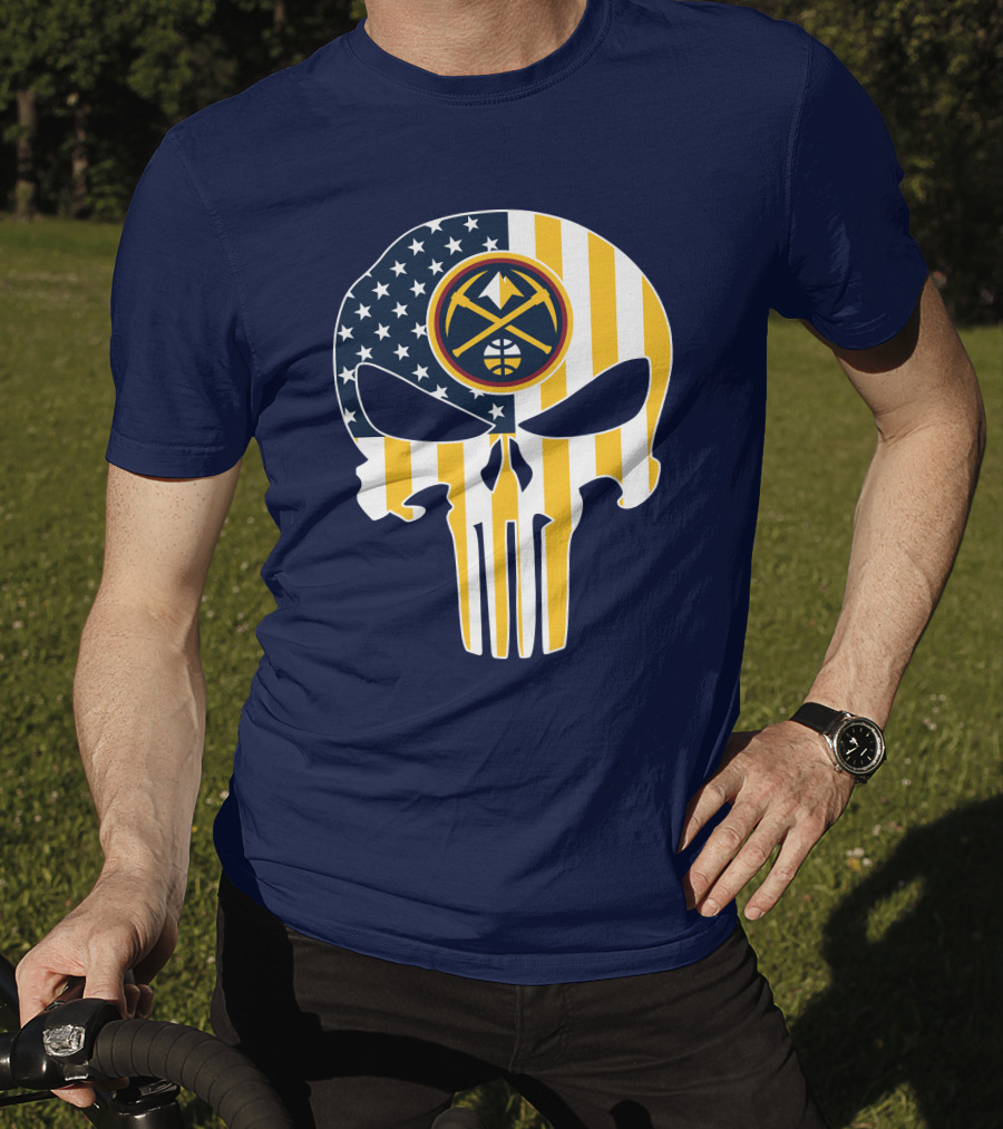 Denver Nuggets Punisher Skull American Flag T-Shirt