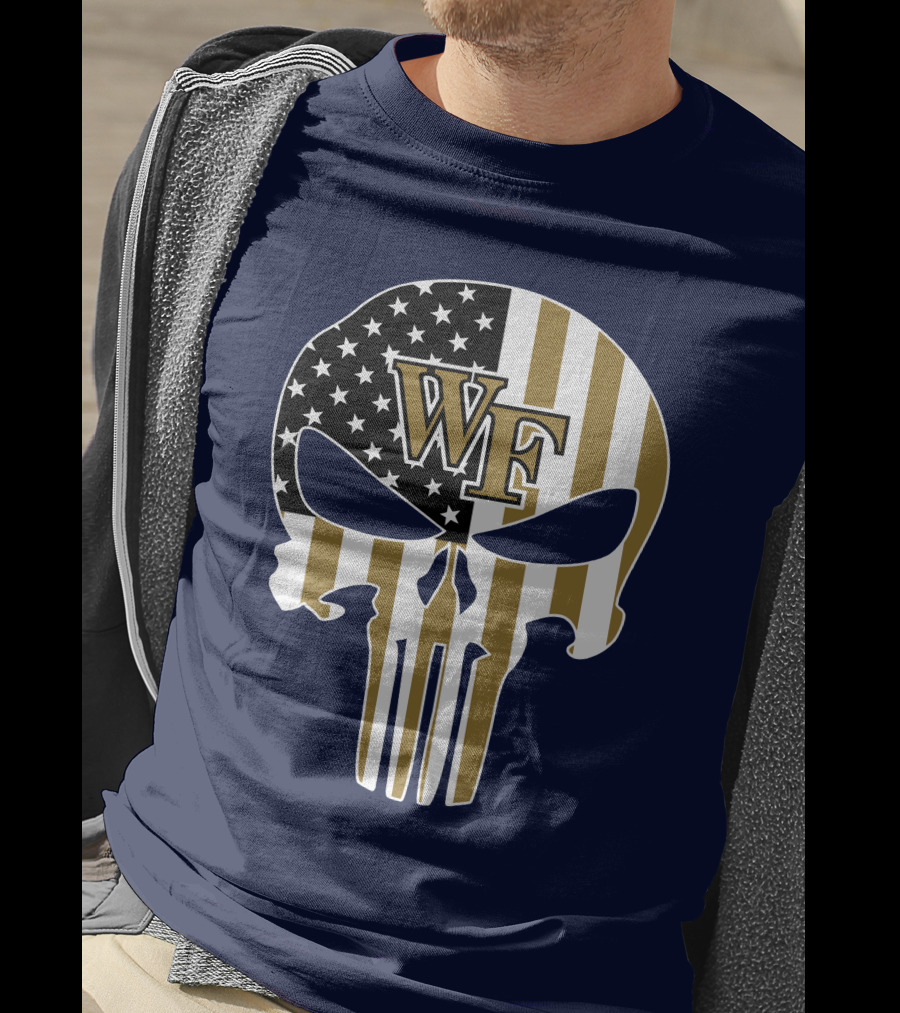 Wake Forest Wf Punisher Skull American Flag T-Shirt