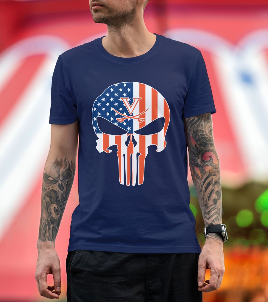 Virginia Cavaliers The Punisher American Flag T-Shirt