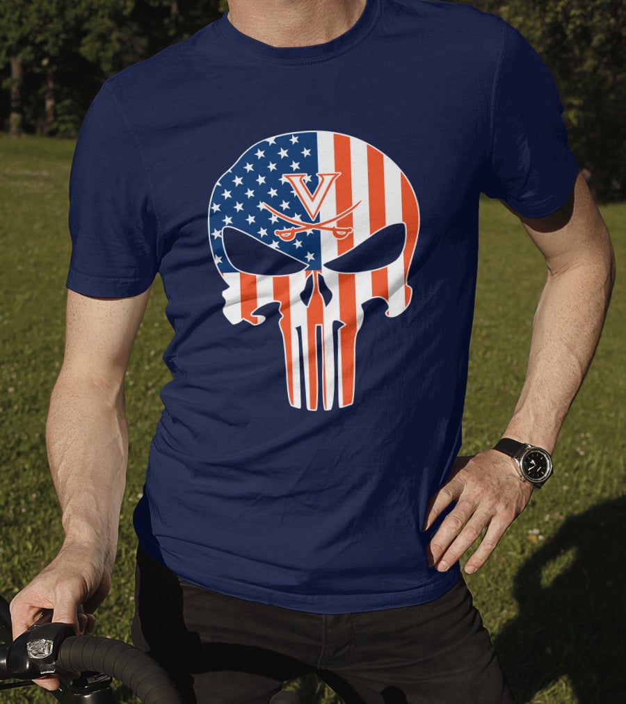 Virginia Cavaliers The Punisher American Flag T-Shirt