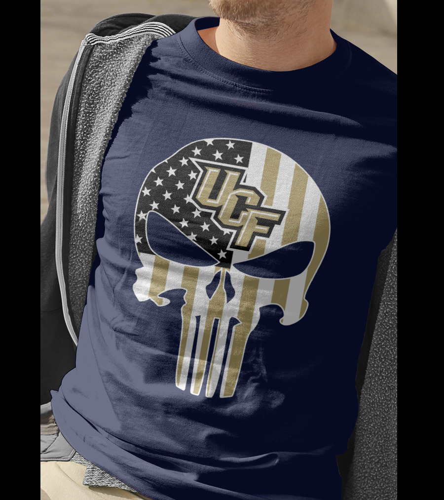 Ucf Knights The Punisher Skull With American Flag T-Shirt