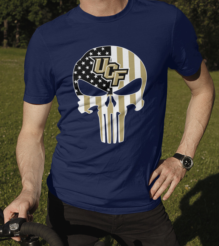 Ucf Knights The Punisher Skull With American Flag T-Shirt