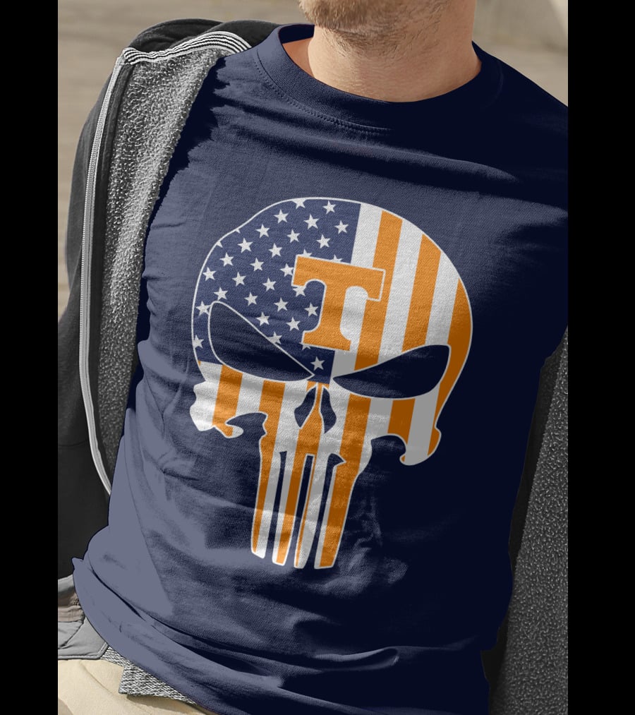 Tennessee Volunteers The Punisher American Flag Skull Icon T T-Shirt