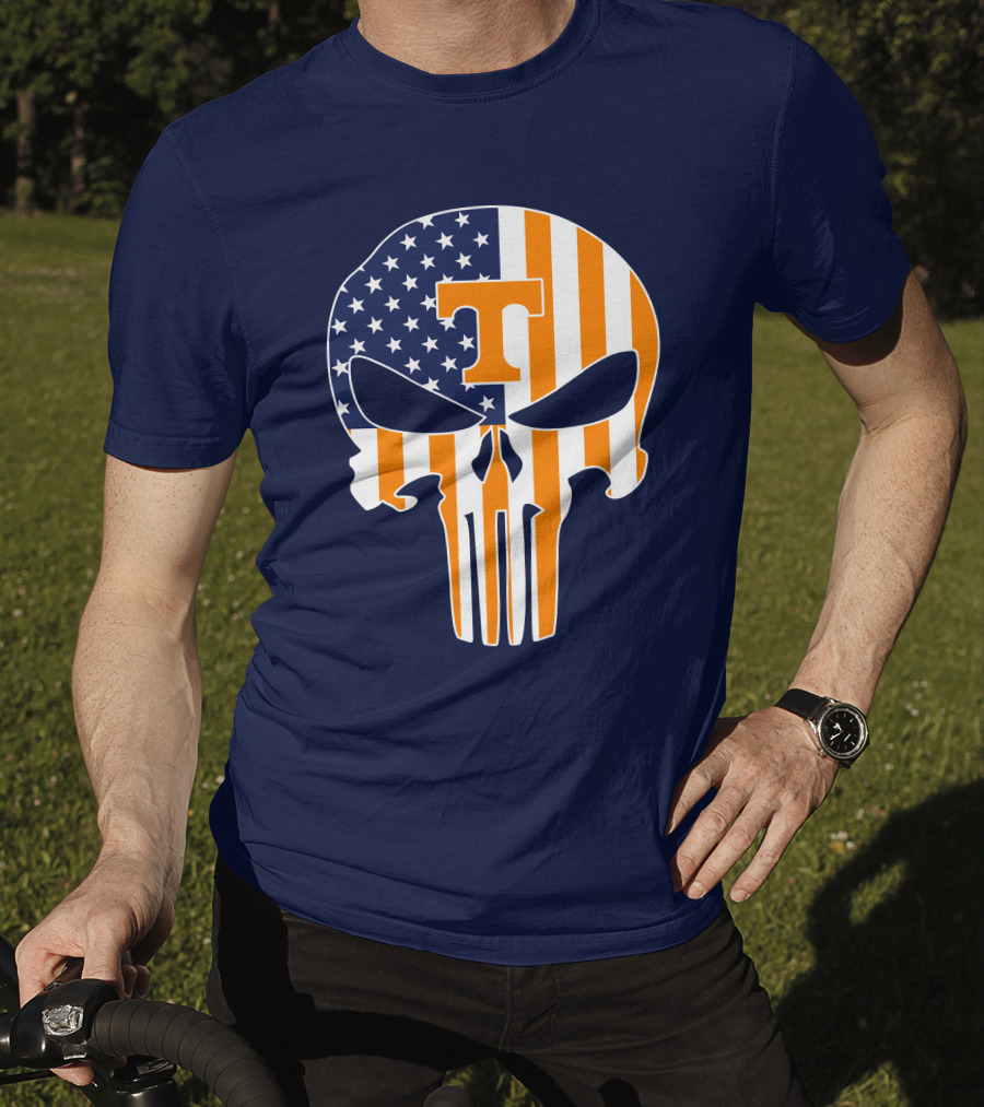 Tennessee Volunteers The Punisher American Flag Skull Icon T T-Shirt