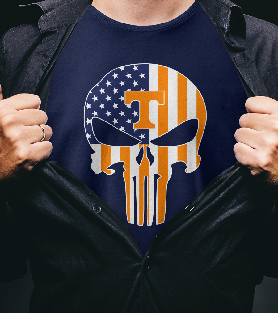 Tennessee Volunteers The Punisher American Flag Skull Icon T T-Shirt