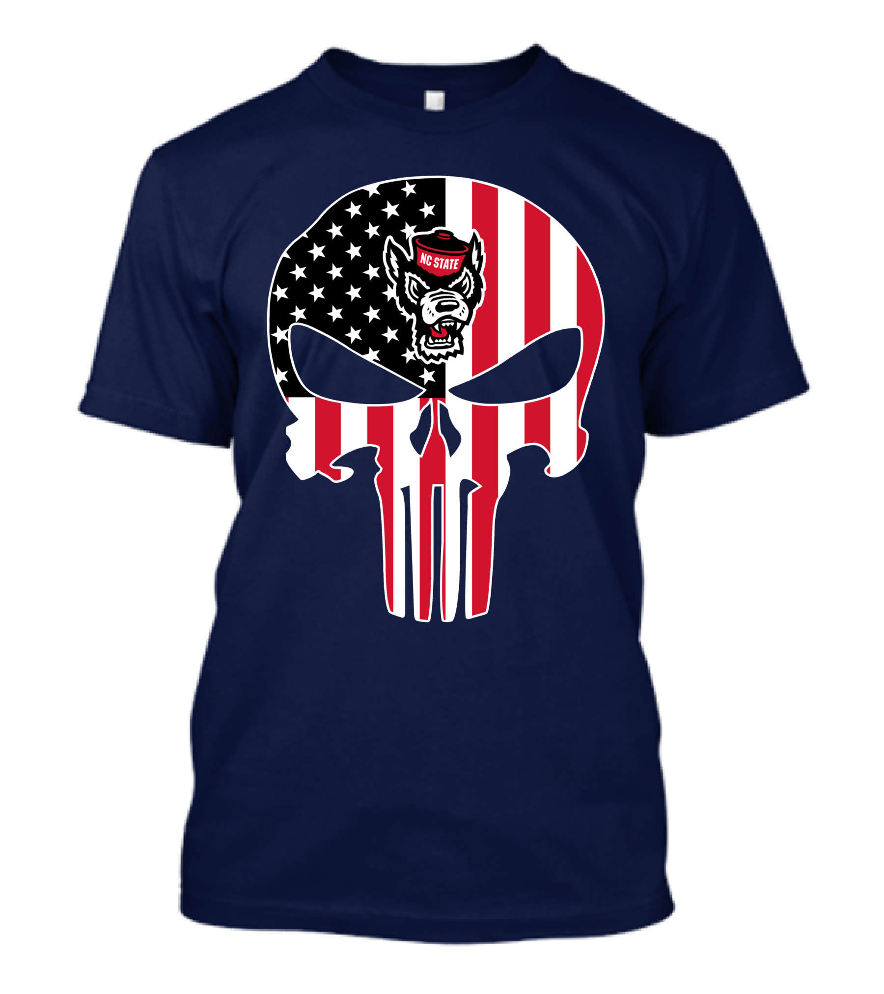 Nc State Wolfpack The Punisher American Flag Skull T-Shirt