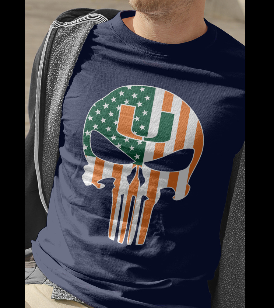 Miami Hurricanes American Flag U The Punisher T-Shirt