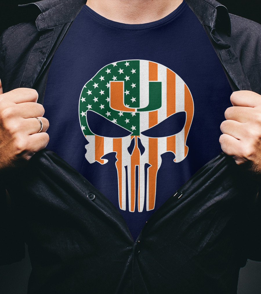 Miami Hurricanes American Flag U The Punisher T-Shirt