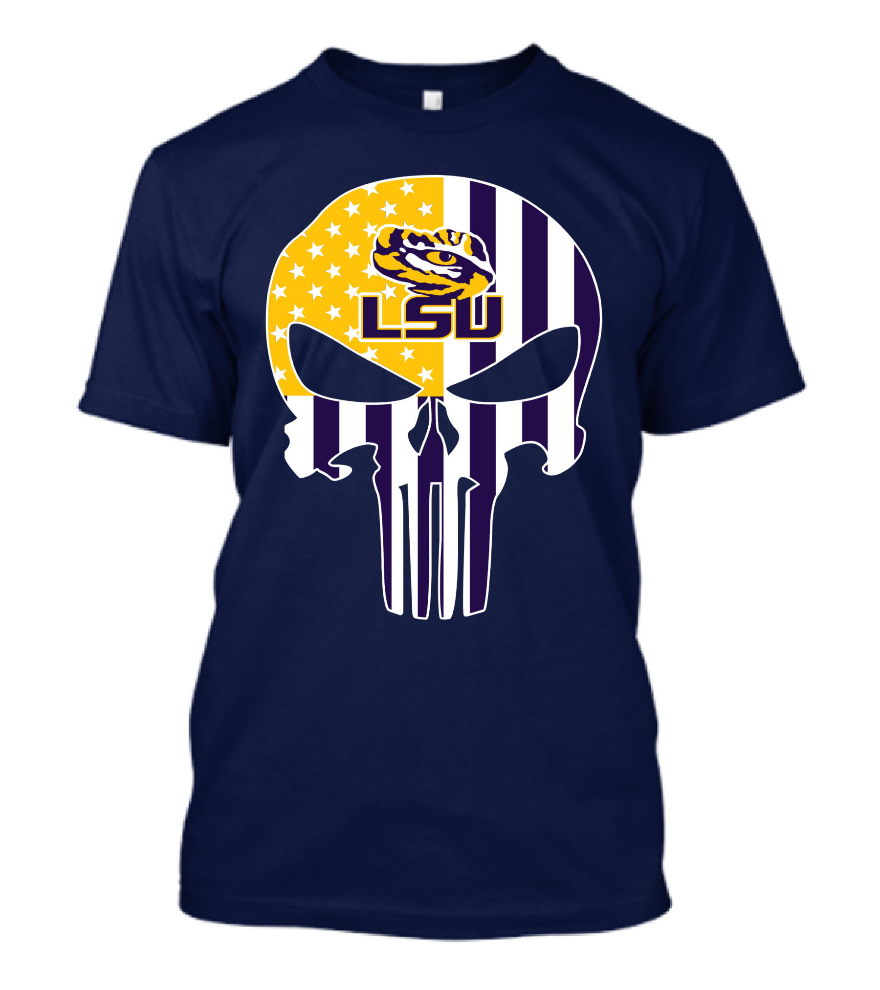 Lsu Tigers Punisher Skull American Flag T-Shirt