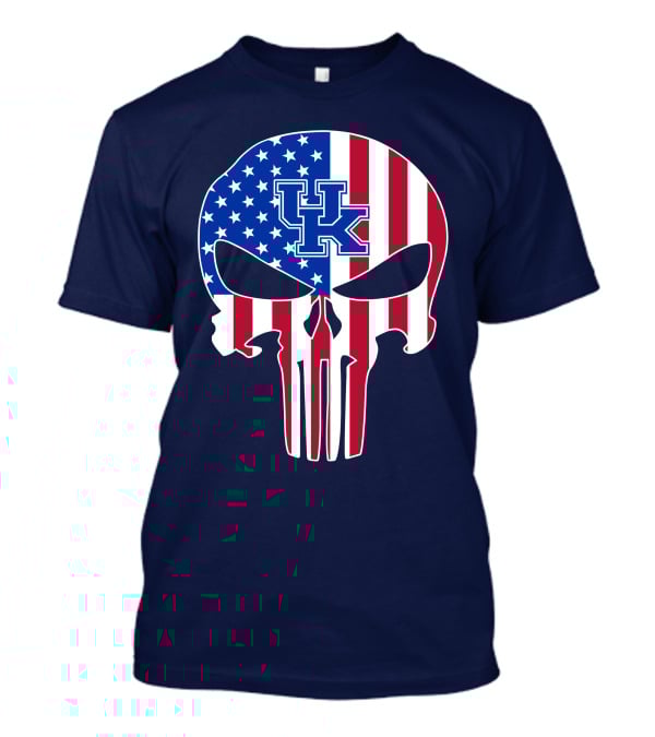 Kentucky Wildcats The Punisher American Flag Skull T-Shirt