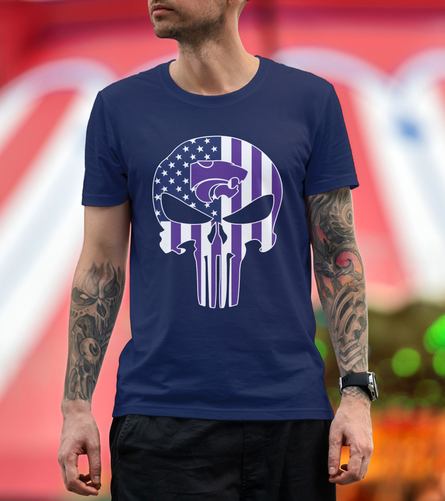 Kansas State Wildcats American Flag Punisher T-Shirt