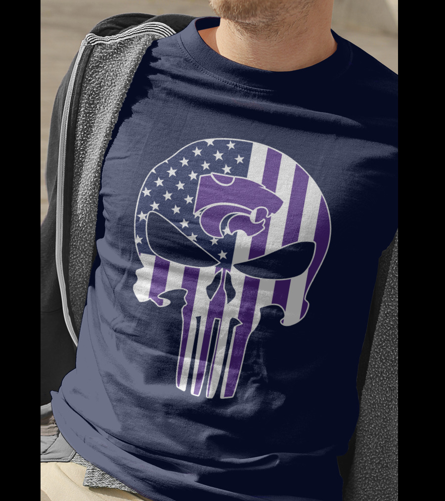 Kansas State Wildcats American Flag Punisher T-Shirt