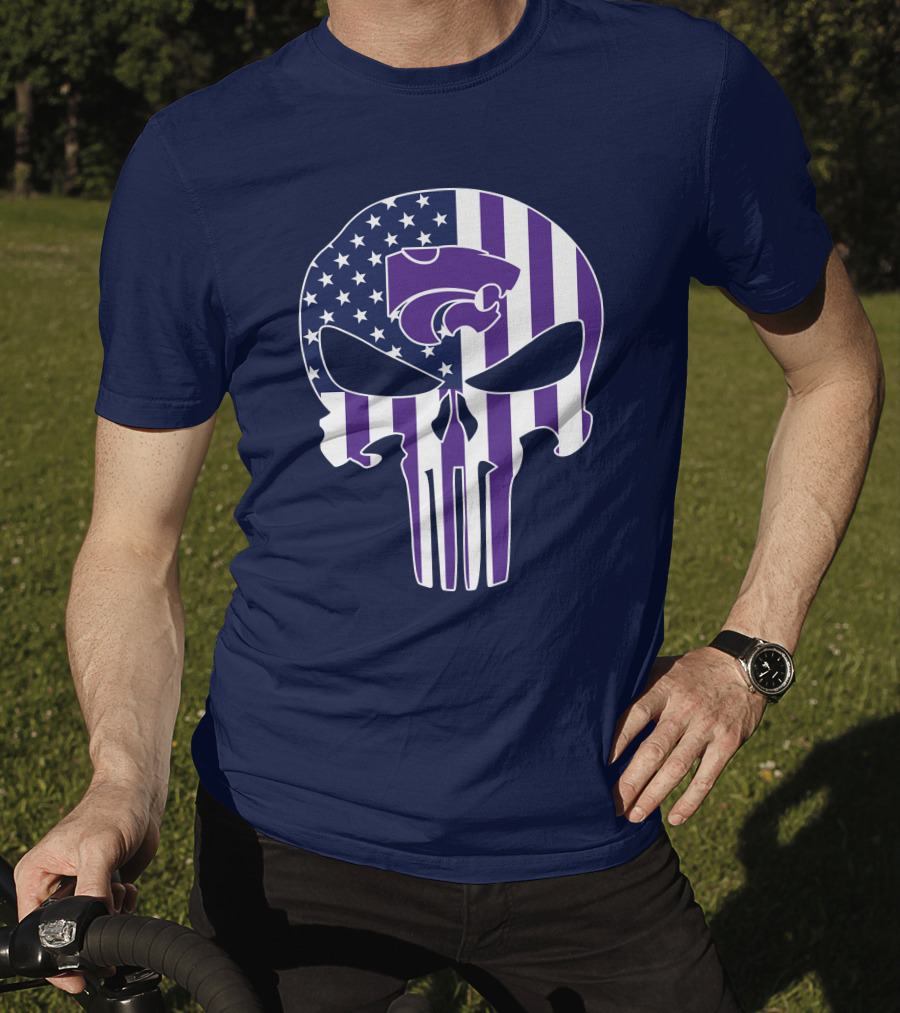 Kansas State Wildcats American Flag Punisher T-Shirt