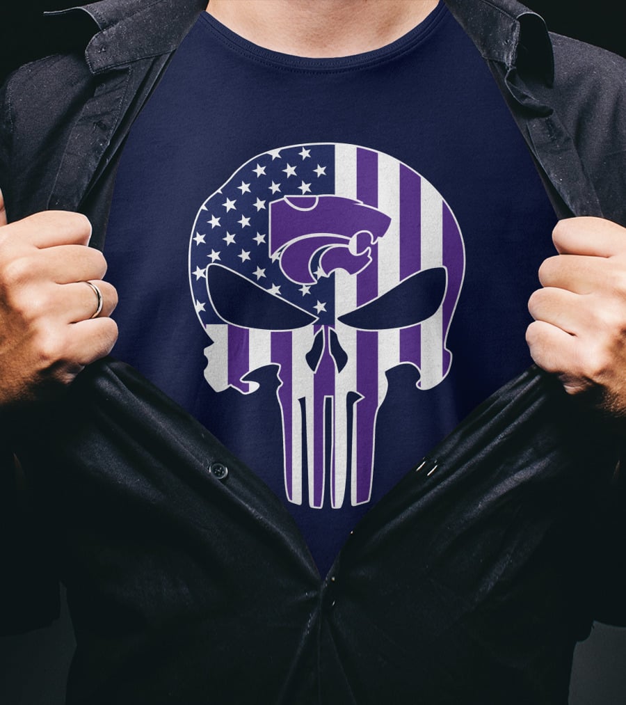 Kansas State Wildcats American Flag Punisher T-Shirt