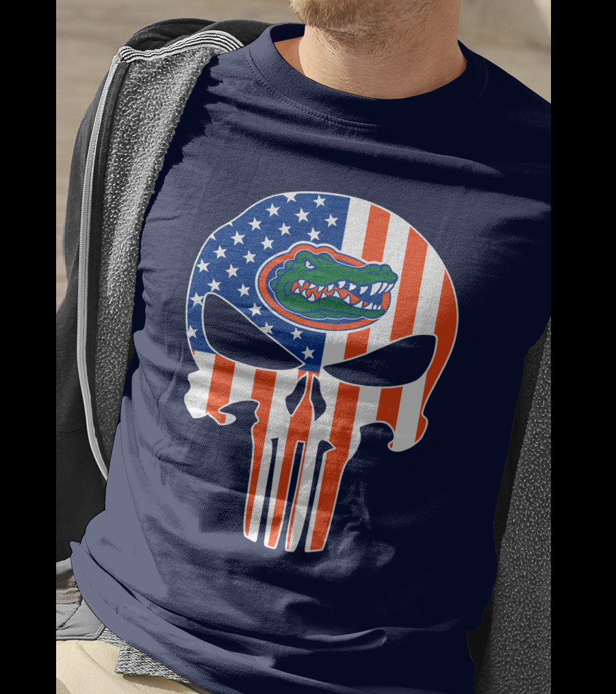 Florida Gators The Punisher American Flag Skull T-Shirt