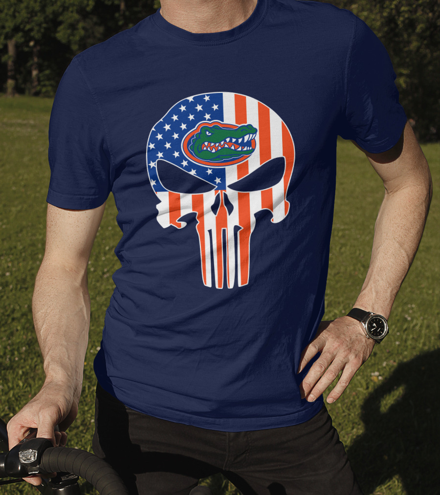Florida Gators The Punisher American Flag Skull T-Shirt