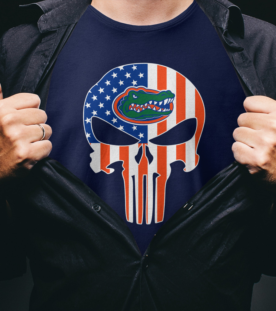 Florida Gators The Punisher American Flag Skull T-Shirt