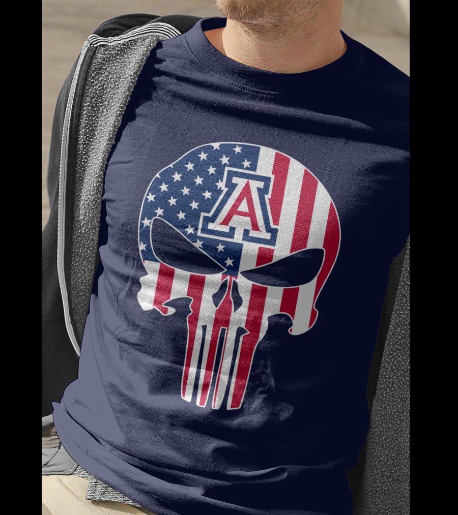 Arizona Wildcats American Flag Punisher Skull T-Shirt